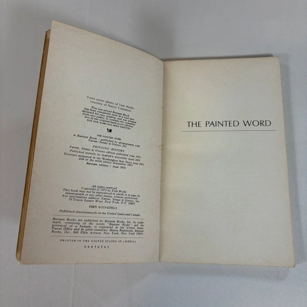 Vtg The Painted Word Tom Wolfe 1976 Bantam Paperback 1st Print Art Criticism 70s